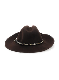 Golden Goose Women Brown Hat With Studded Leather Belt In Felt For Women