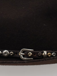 Golden Goose Women Brown Hat With Studded Leather Belt In Felt For Women