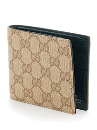 Gucci Men Beige Wallet With Logo Lettering Inside In Gg Fabric For Men