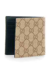 Gucci Men Beige Wallet With Logo Lettering Inside In Gg Fabric For Men