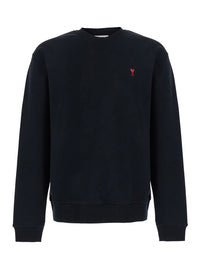 Ami Paris Men Blue Sweatshirt With Ami De Coeur Logo On The Front In Cotton For Men