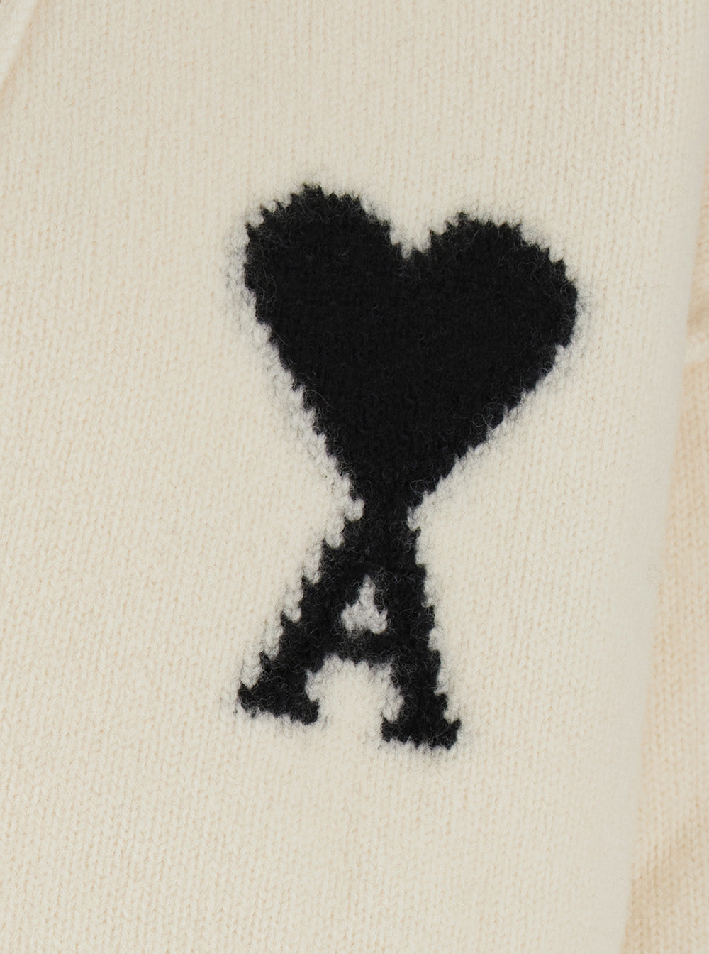 Ami Paris Men White Cardigan With V-Neck And Adc Embroidery On The Front In Wool For Men