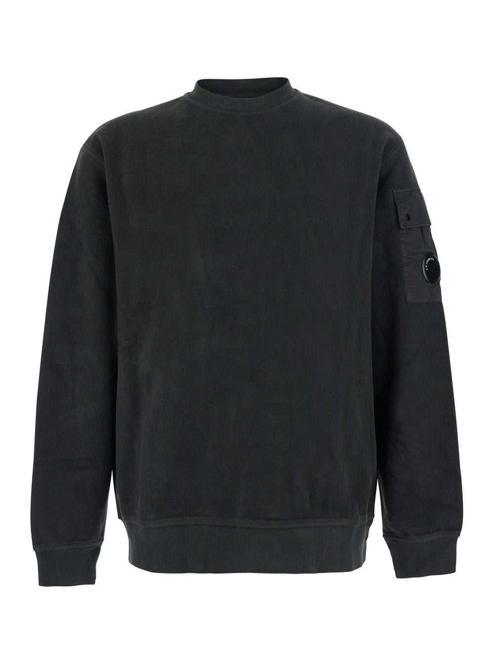 C.P. Company Men Grey Sweatshirt With Round Neck And Logo Patch On