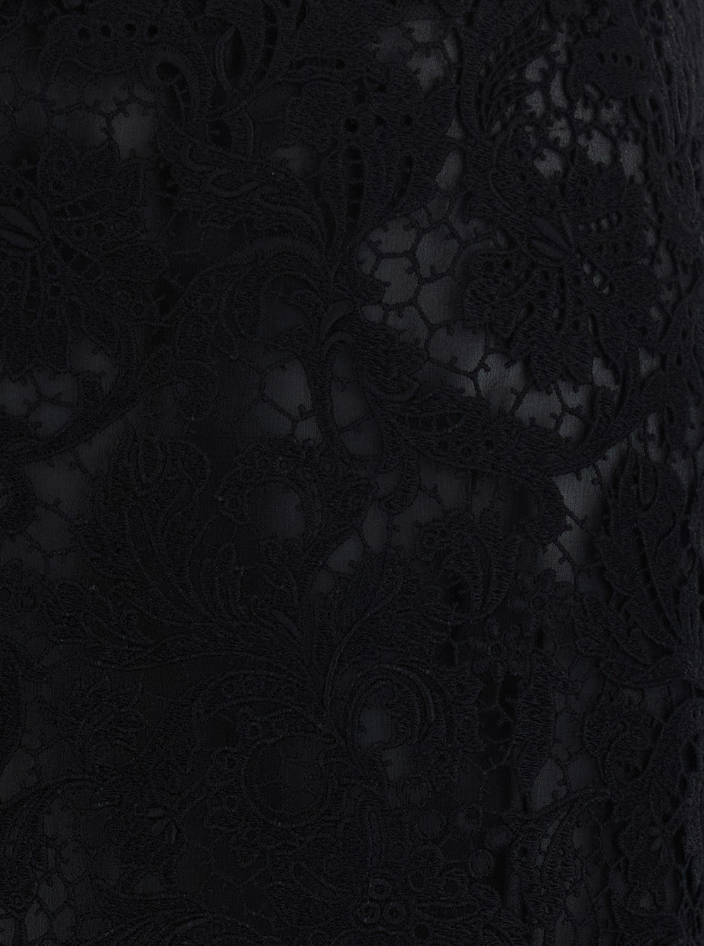 Fendi Women Black Midi Skirt With All-Over Lace Embroidery In Cotton Blend For Women