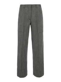 Forte_Forte Women Gray Pants With All-Over Chevron Motif In Viscose Blend For Women