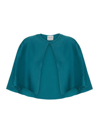 Forte_Forte Women Blue Cape With Round Neckline And Button Closure On The Front A Blend Viscose For Women
