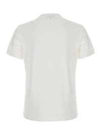 Giorgio Armani Men White Crew Neck T-Shirt With Logo Embroidery On The Front In Stretch Viscose For Men