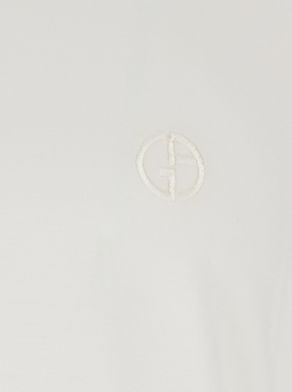 Giorgio Armani Men White Crew Neck T-Shirt With Logo Embroidery On The Front In Stretch Viscose For Men