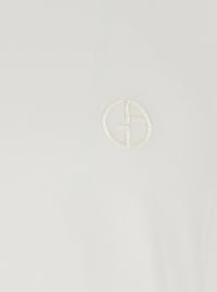 Giorgio Armani Men White Crew Neck T-Shirt With Logo Embroidery On The Front In Stretch Viscose For Men