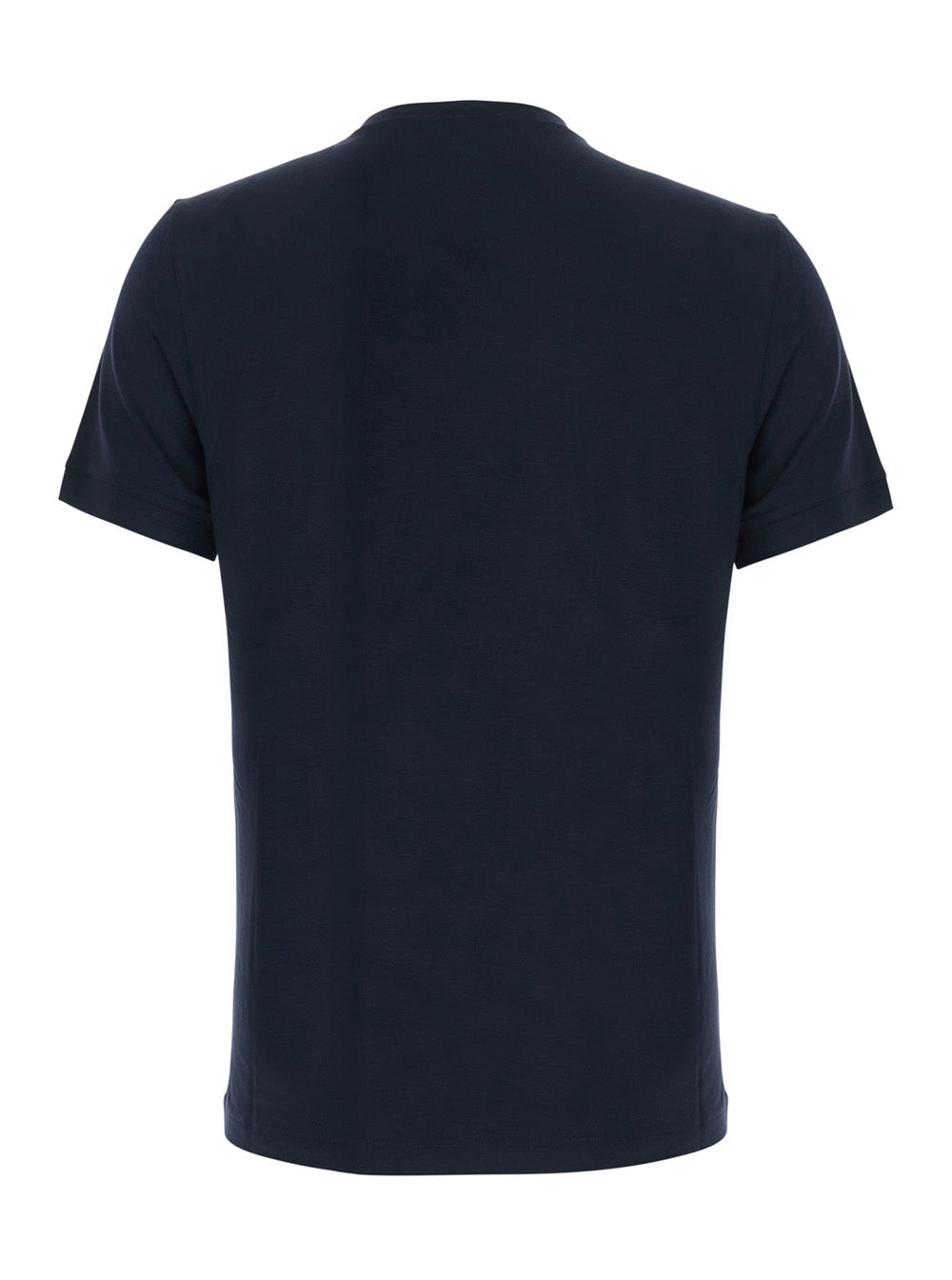 Giorgio Armani Men Blue Crew Neck T-Shirt With Logo Embroidery On The Front In Stretch Viscose For Men