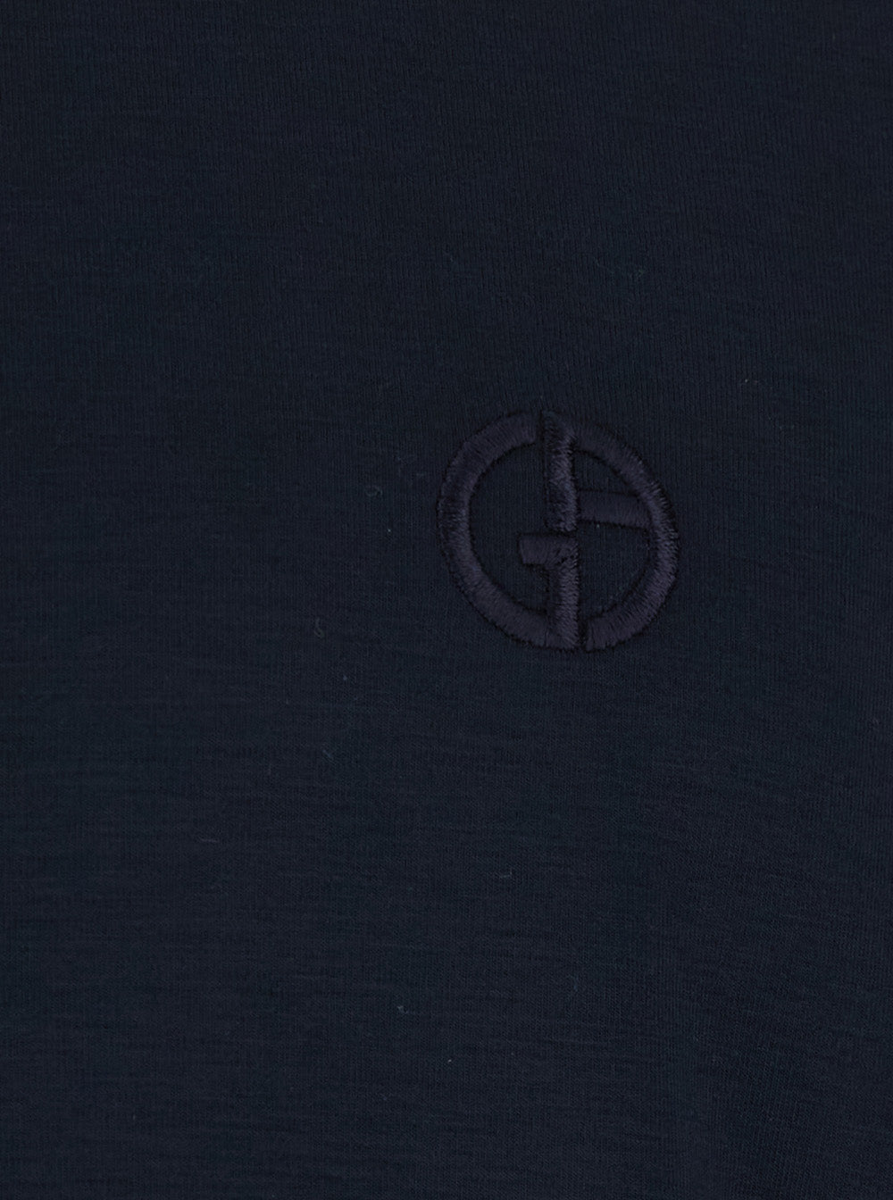 Giorgio Armani Men Blue Crew Neck T-Shirt With Logo Embroidery On The Front In Stretch Viscose For Men