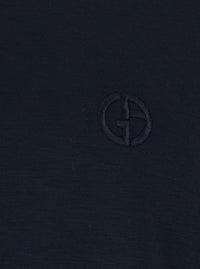 Giorgio Armani Men Blue Crew Neck T-Shirt With Logo Embroidery On The Front In Stretch Viscose For Men
