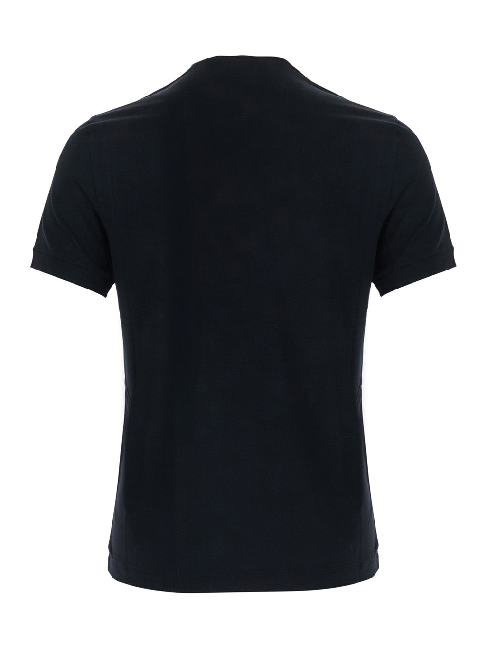 Giorgio Armani Men Black Crew Neck T-Shirt With Logo Embroidery On The Front In Stretch Viscose For Men