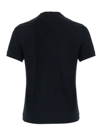 Giorgio Armani Men Black Crew Neck T-Shirt With Logo Embroidery On The Front In Stretch Viscose For Men