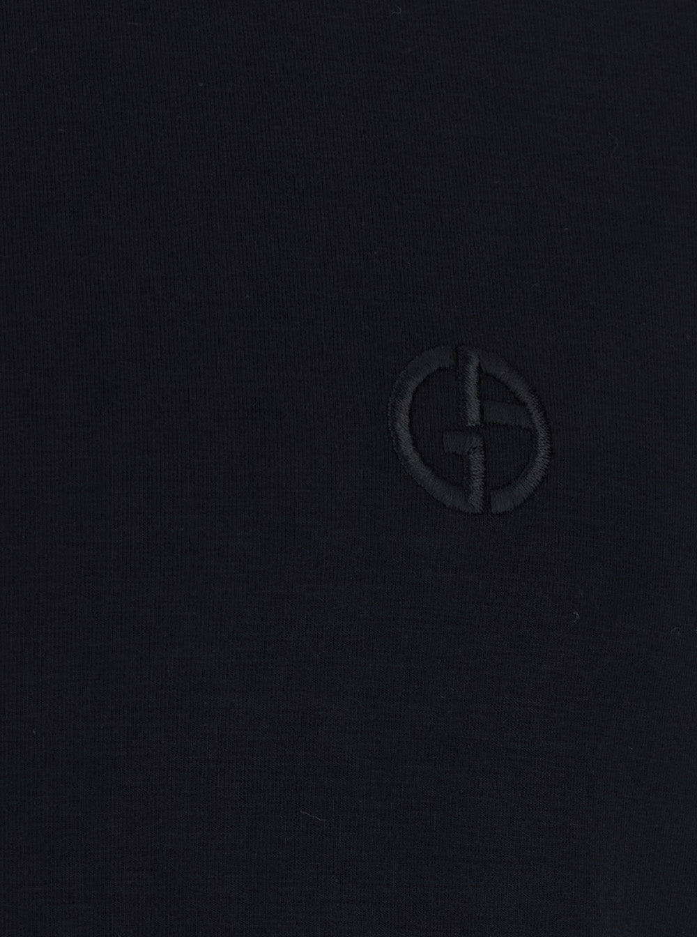 Giorgio Armani Men Black Crew Neck T-Shirt With Logo Embroidery On The Front In Stretch Viscose For Men