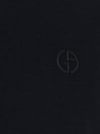 Giorgio Armani Men Black Crew Neck T-Shirt With Logo Embroidery On The Front In Stretch Viscose For Men