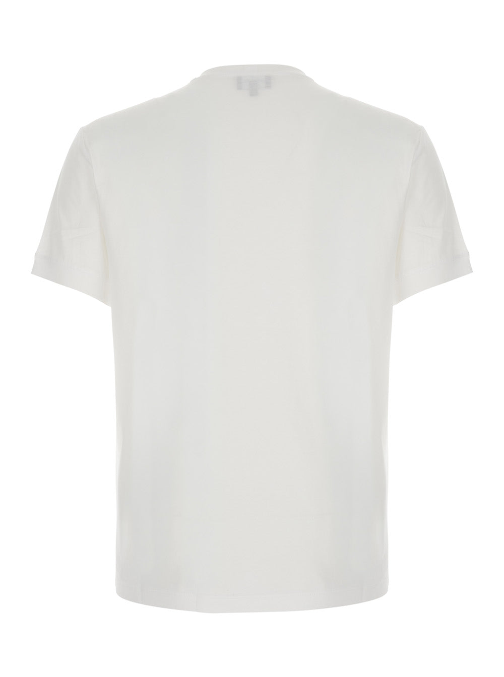 Giorgio Armani Men White Crew Neck T-Shirt With Address Print In Cotton For Men