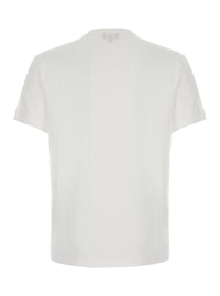 Giorgio Armani Men White Crew Neck T-Shirt With Address Print In Cotton For Men