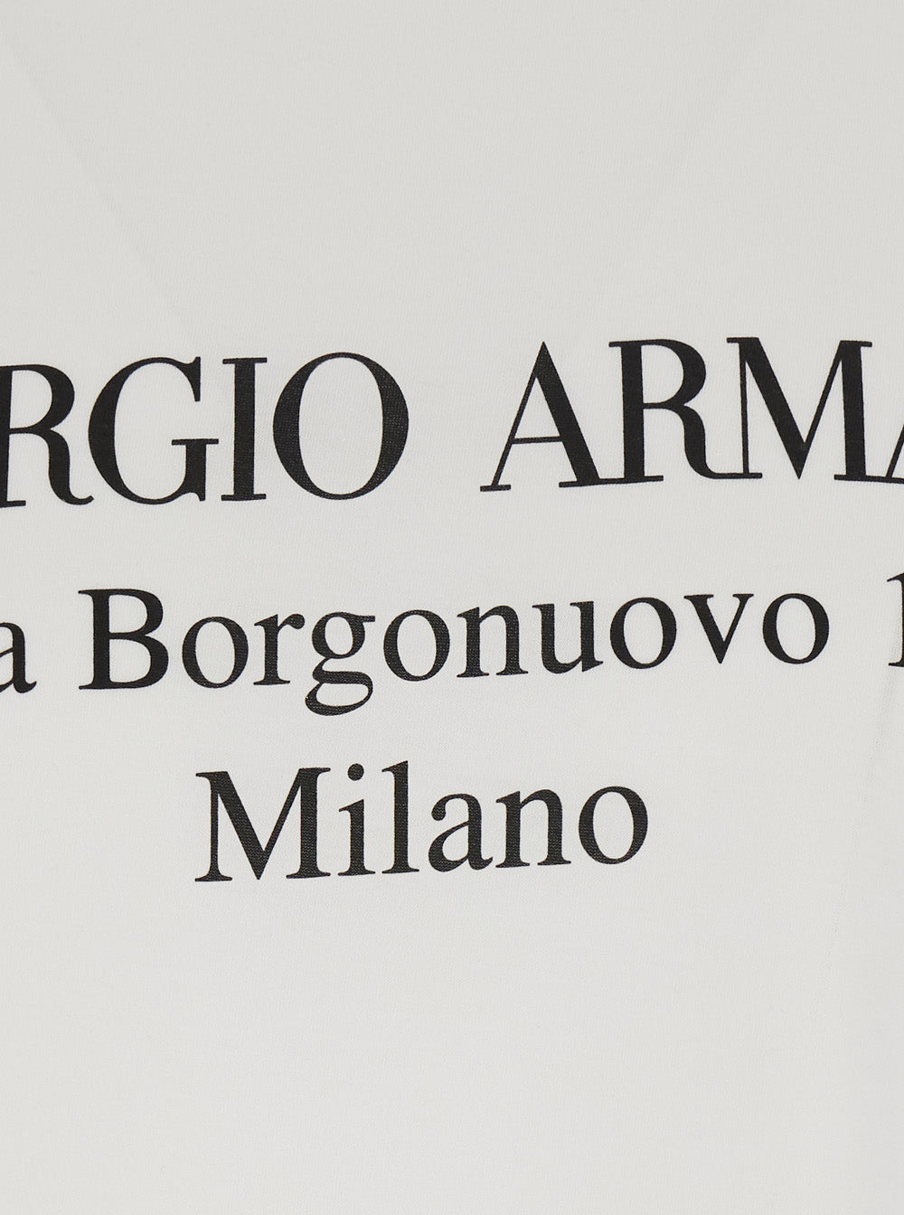 Giorgio Armani Men White Crew Neck T-Shirt With Address Print In Cotton For Men