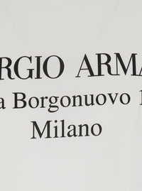 Giorgio Armani Men White Crew Neck T-Shirt With Address Print In Cotton For Men