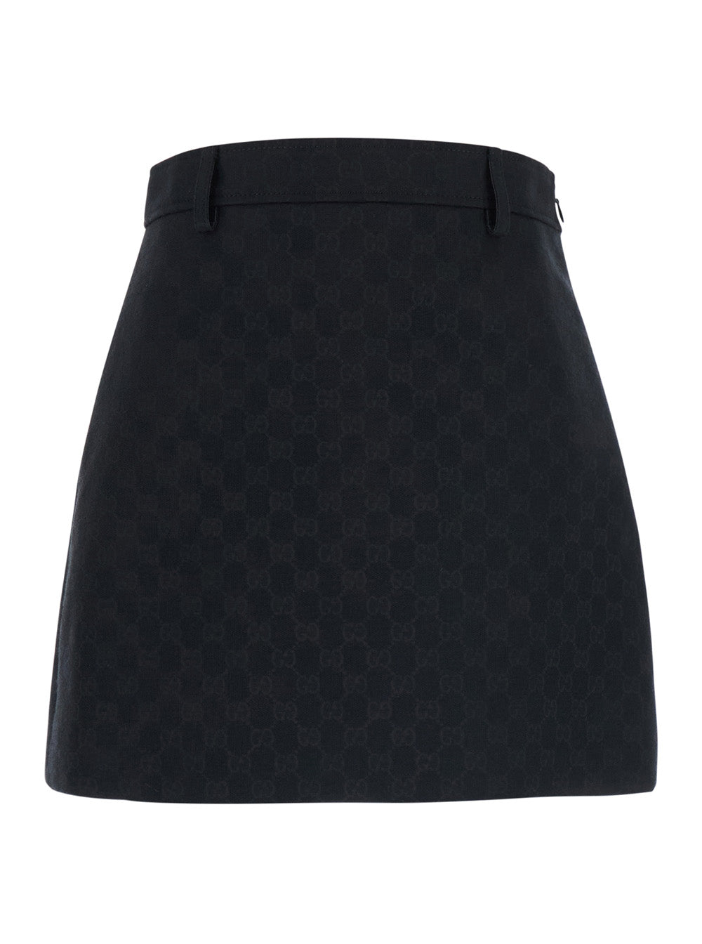 Gucci Women Black Miniskirt With Hidden Zip Closure In Blend Gg Cotton For Women