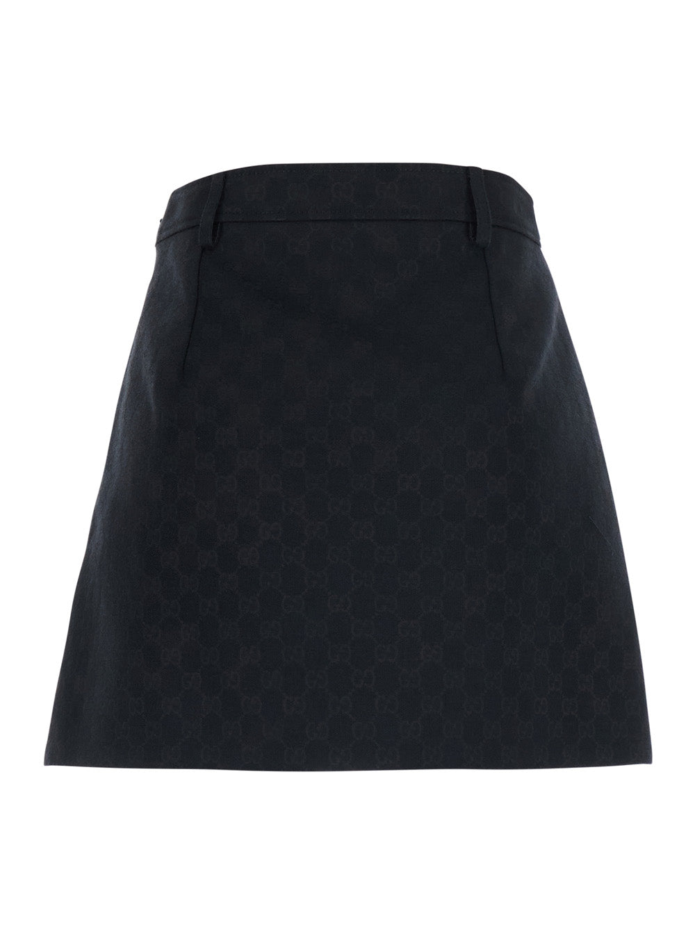 Gucci Women Black Miniskirt With Hidden Zip Closure In Blend Gg Cotton For Women