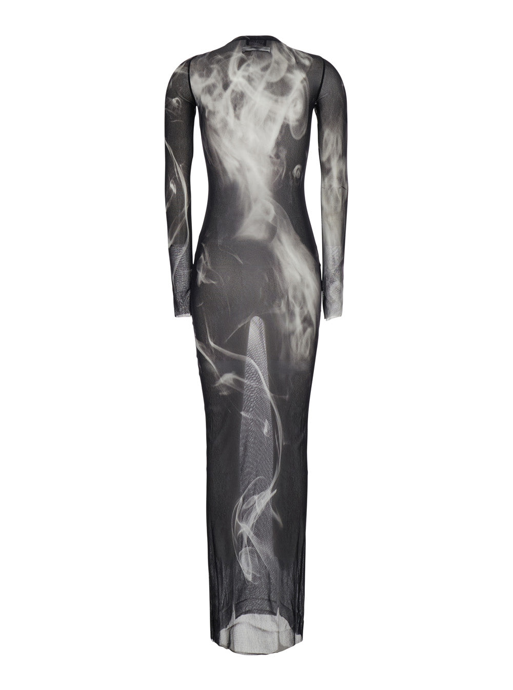 Jean Paul Gaultier Women Black Long Dress With 'Smoking Women' Print In Tech Fabric For Women