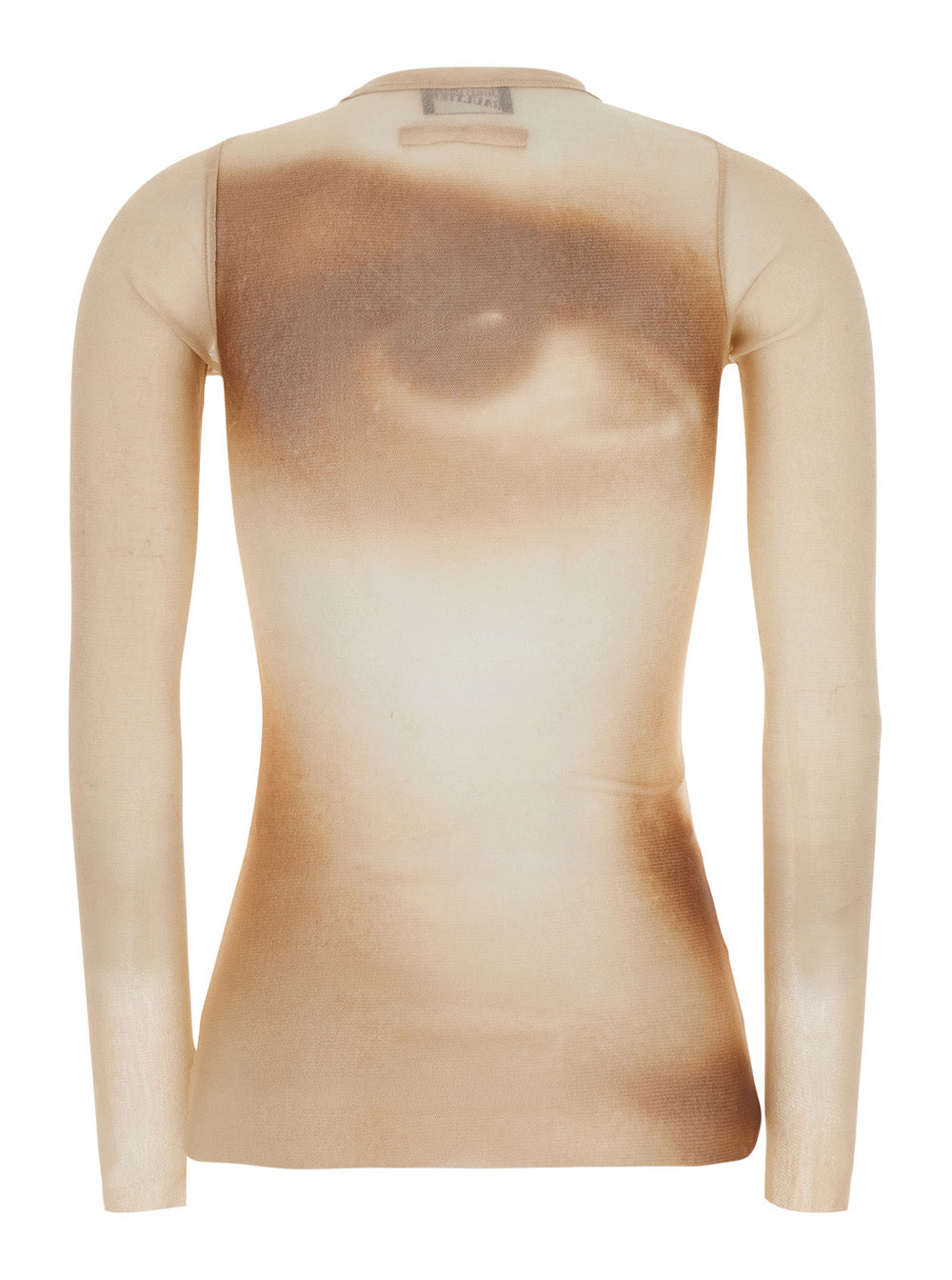 Jean Paul Gaultier Women Beige T-Shirt With "Face" Print And Long Sleeves In Tech Fabric For Women