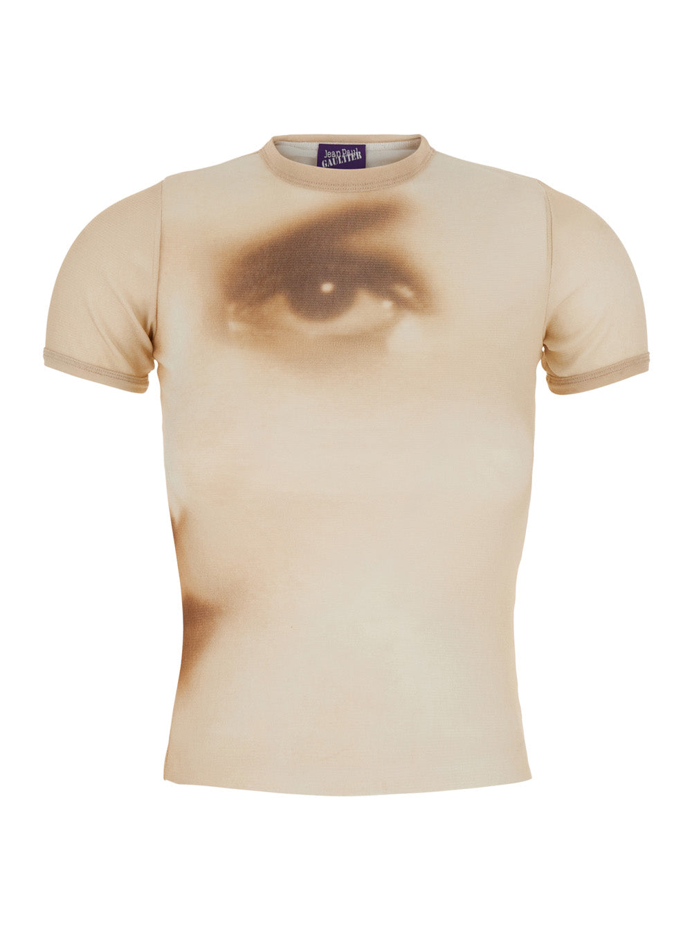 Jean Paul Gaultier Women Beige T-Shirt With 'Face' Print In Tech Fabric For Women