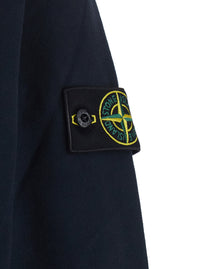 Stone Island Men Blue Crewneck Sweatshirt With Logo Patch On The Sleeve In Cotton For Men