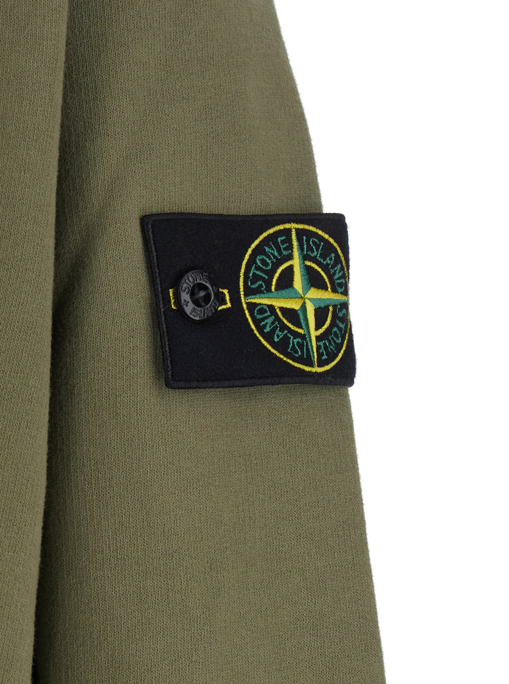 Stone Island Men Green Crewneck Sweatshirt With Logo Patch On The Sleeve In Cotton For Men