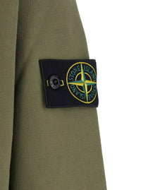 Stone Island Men Green Crewneck Sweatshirt With Logo Patch On The Sleeve In Cotton For Men