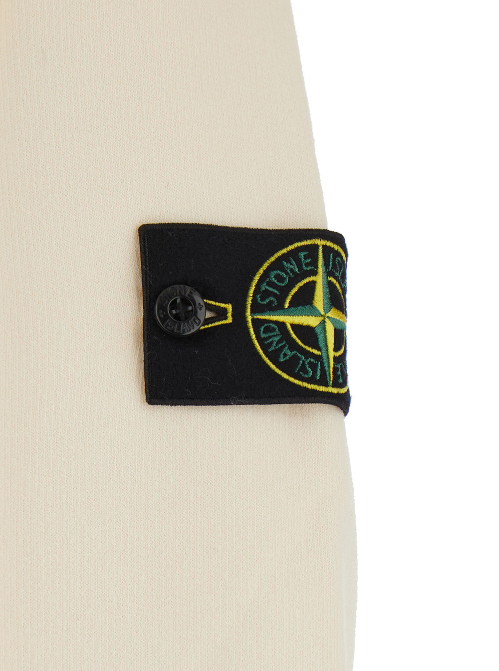 Stone Island Men White Crewneck Sweatshirt With Logo Patch On The Sleeve In Cotton For Men
