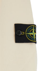 Stone Island Men White Crewneck Sweatshirt With Logo Patch On The Sleeve In Cotton For Men