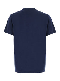 Tom Ford Men Blue Crew Neck T-Shirt With Logo Embroidery On The Front In Blend Cotton For Men
