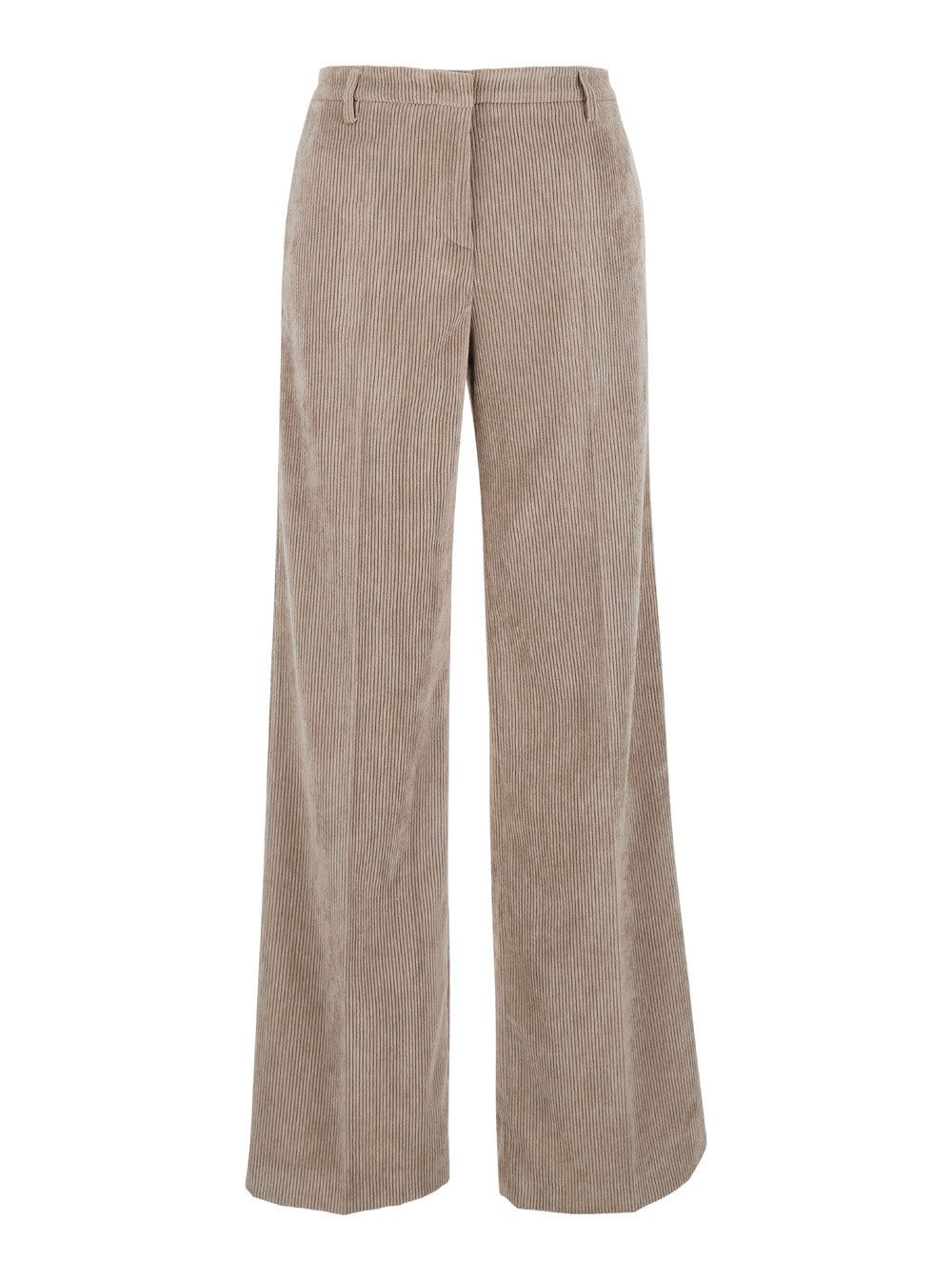 Leplain Women Brown Corduroy Pants With Pockets And Straight Hems For Women