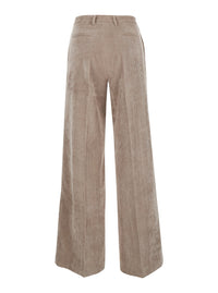 Leplain Women Brown Corduroy Pants With Pockets And Straight Hems For Women