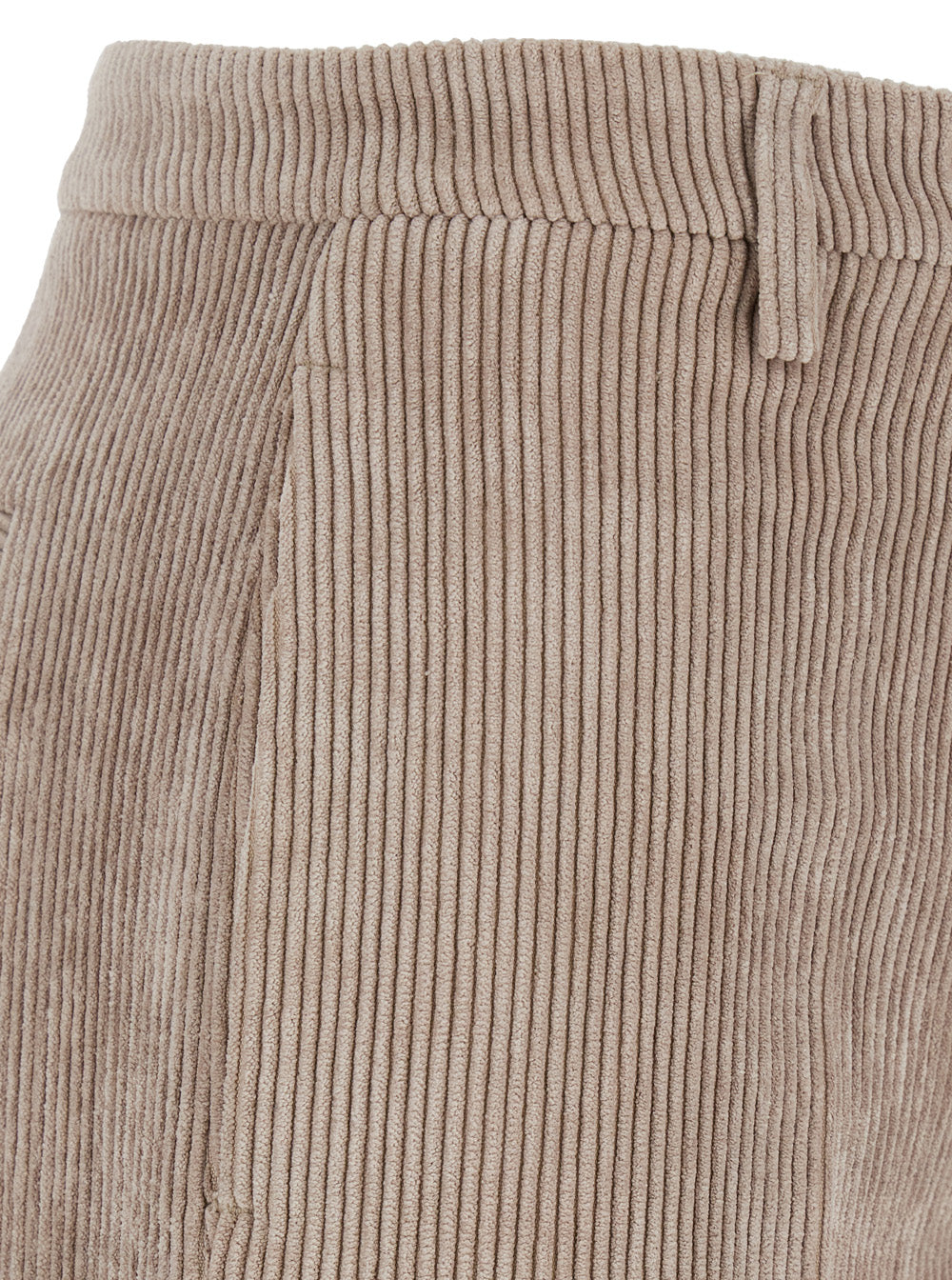 Leplain Women Brown Corduroy Pants With Pockets And Straight Hems For Women