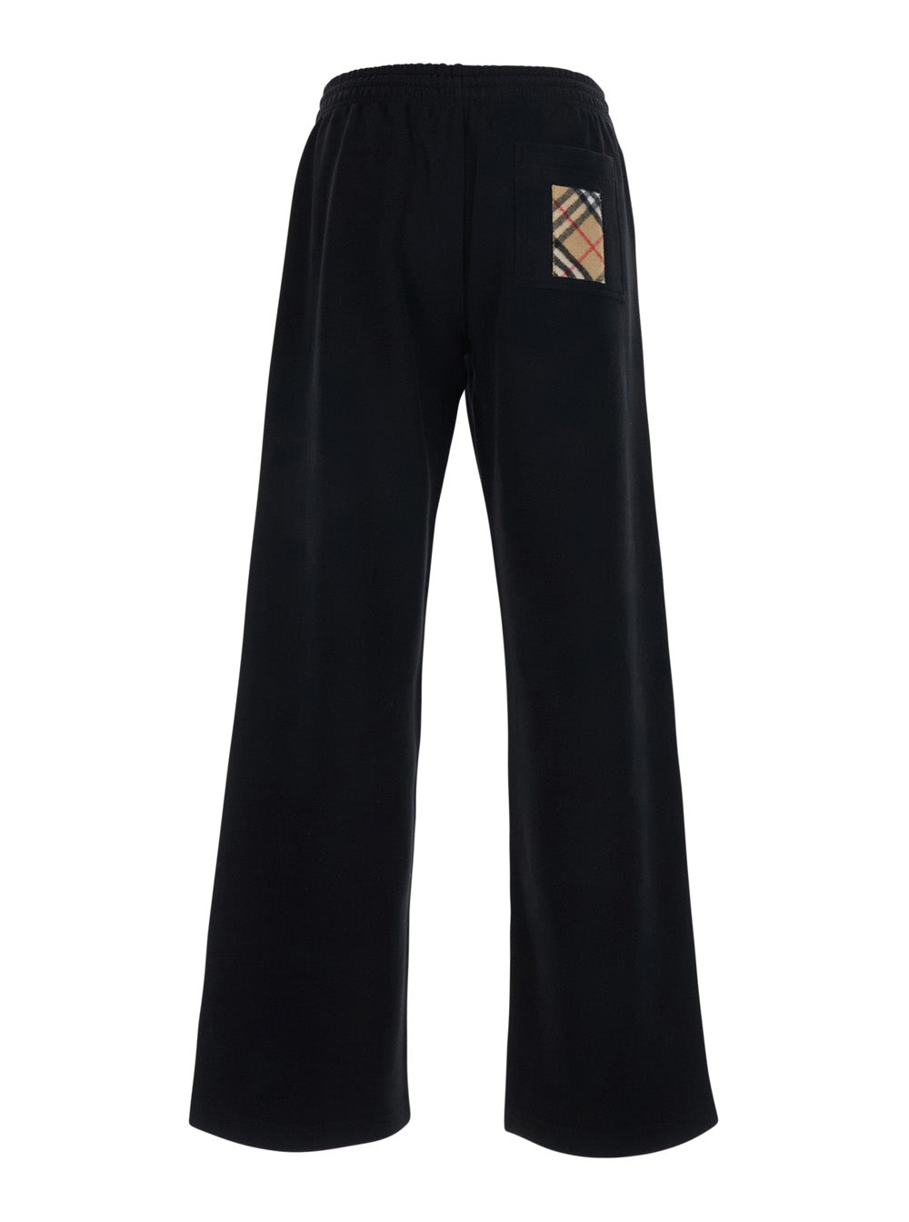 Burberry Women 'Jodie' Black Pants With Drawstring Waist And Check Patch On The Back In Cotton For Women