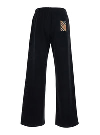 Burberry Women 'Jodie' Black Pants With Drawstring Waist And Check Patch On The Back In Cotton For Women