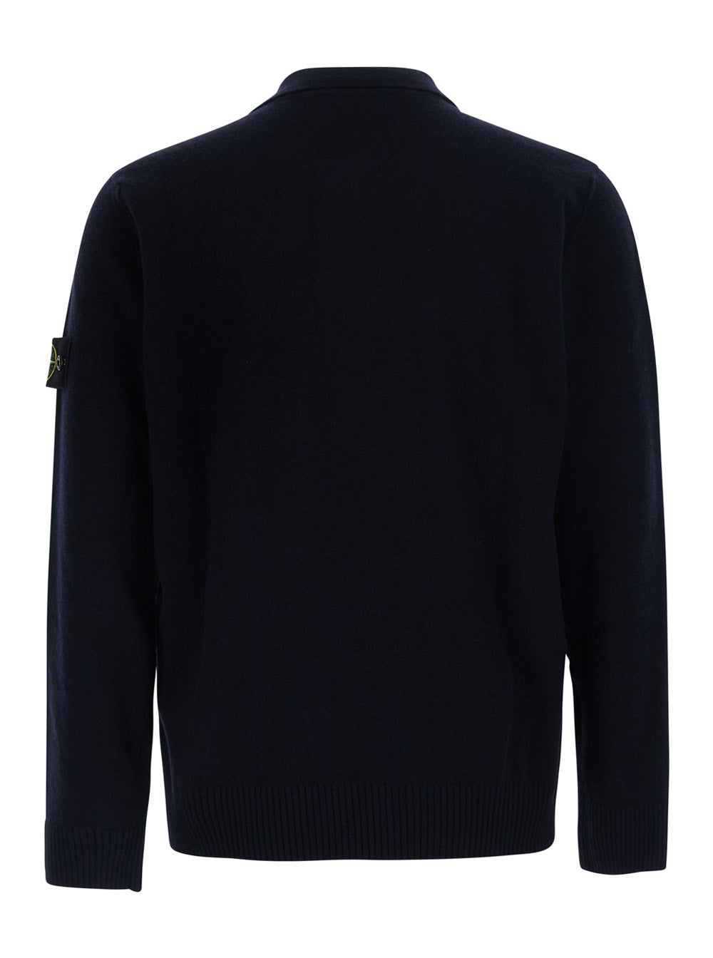 Stone Island Men Blue Polo Shirt With Logo Patch Applied On The Sleeve In Wool For Men