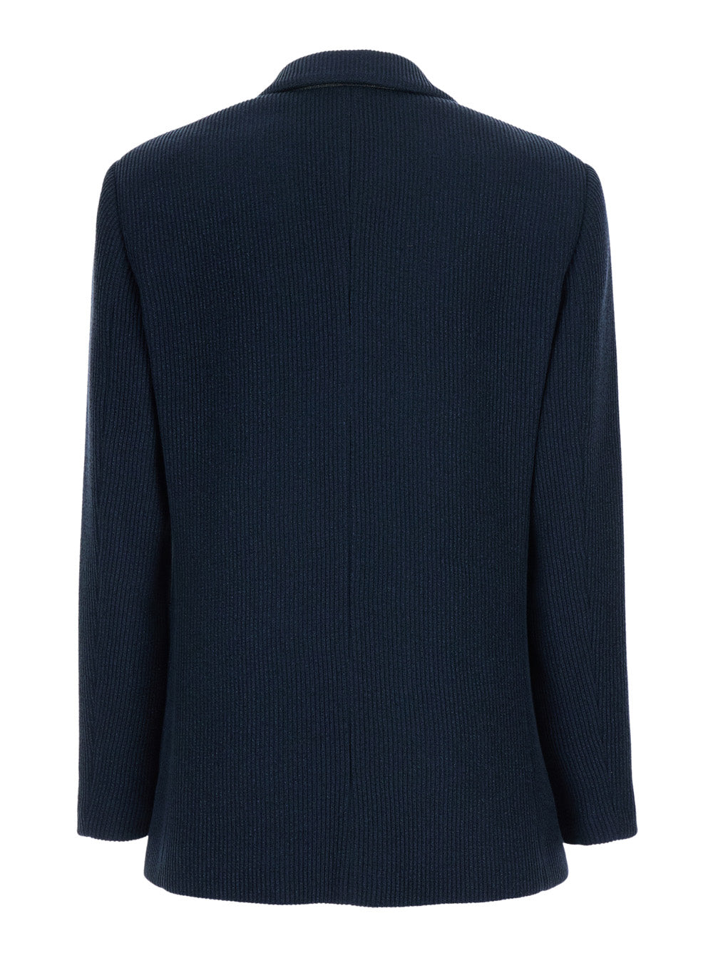 Brunello Cucinelli Women Blue Single-Breasted Jacket With Notched Revers And Front Patch Pockets In Wool Blend For Women