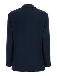 Brunello Cucinelli Women Blue Single-Breasted Jacket With Notched Revers And Front Patch Pockets In Wool Blend For Women