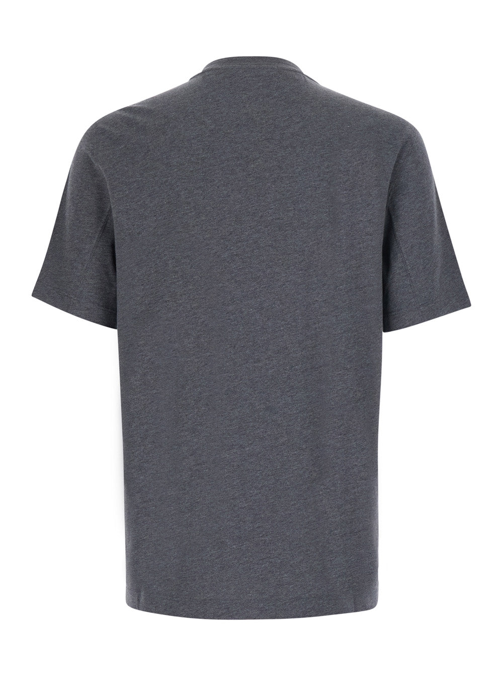 Brunello Cucinelli Men Grey T-Shirt With Printed Logo On The Front In Cotton For Men