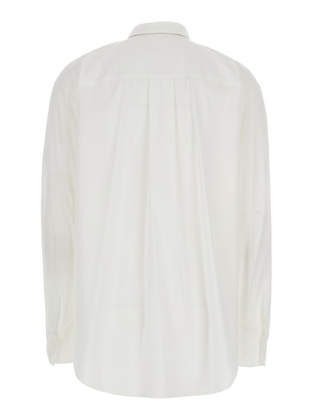 BRUNELLO CUCINELLI Brunello Cucinelli Women White Shirt With Classic Collar And Oversized Tie On The Front In Cotton For Women