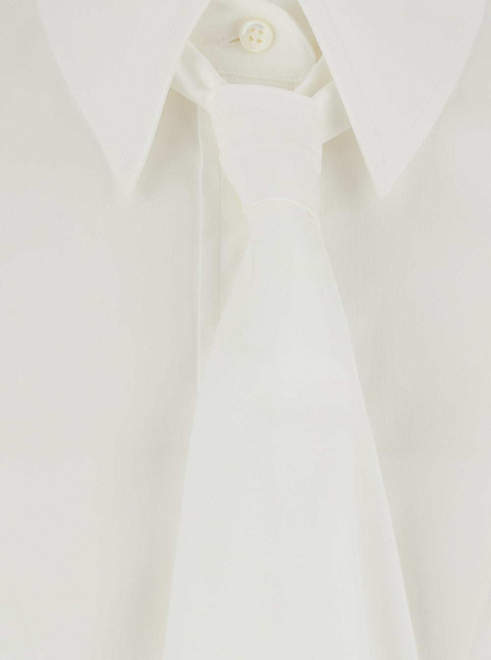 BRUNELLO CUCINELLI Brunello Cucinelli Women White Shirt With Classic Collar And Oversized Tie On The Front In Cotton For Women