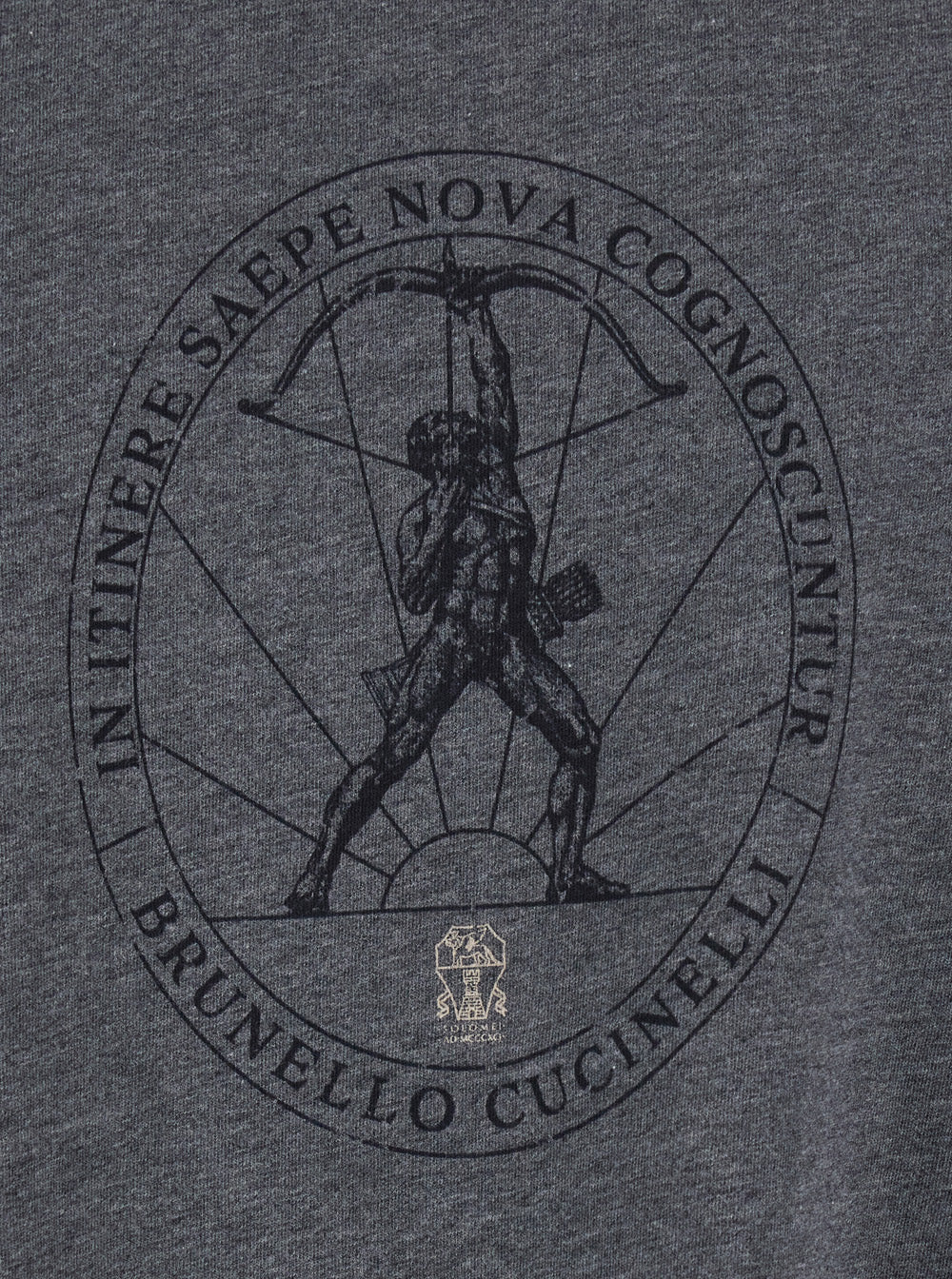 Brunello Cucinelli Men Grey T-Shirt With Printed Logo On The Front In Cotton For Men