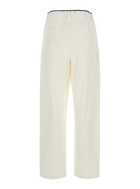 Brunello Cucinelli Women White Pants With Pleats And Patch Pockets On The Back In Cotton For Women