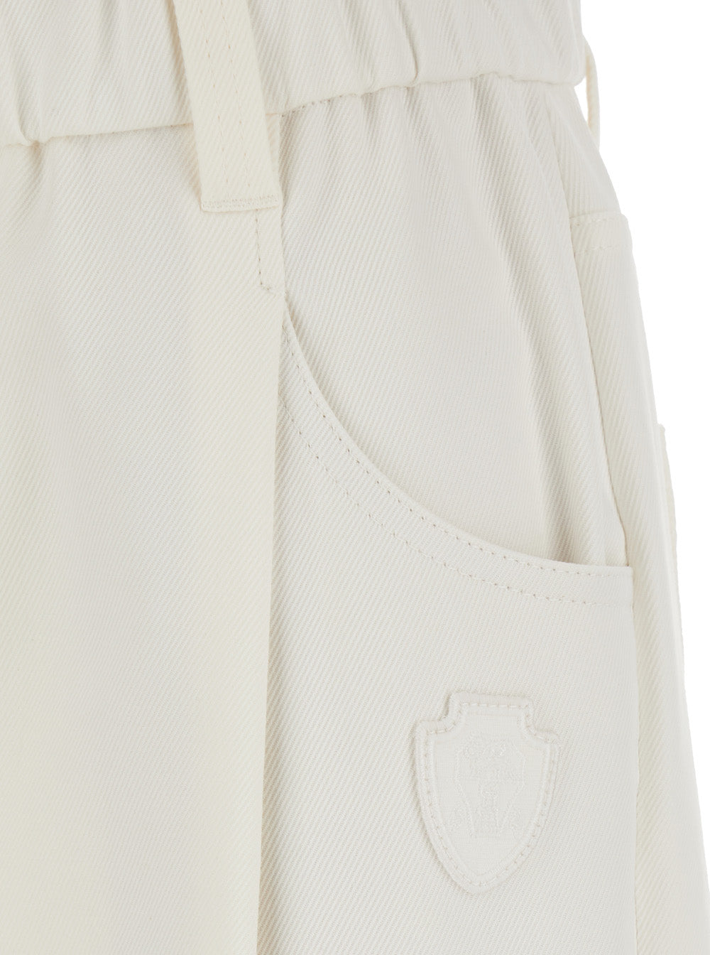Brunello Cucinelli Women White Pants With Pleats And Patch Pockets On The Back In Cotton For Women
