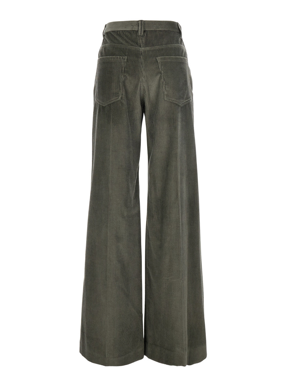 Brunello Cucinelli Women Brown Pants With Monile On The Belt Loop And Wide Leg In Corduroy For Women